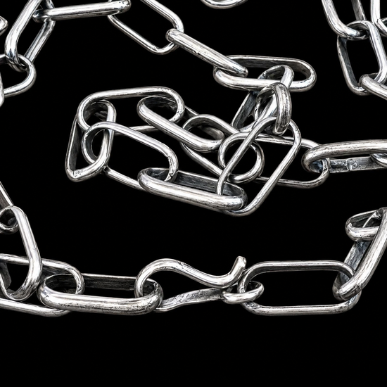 Sterling Silver paperclip necklace handcrafted by Native American artist Lenora Garcia