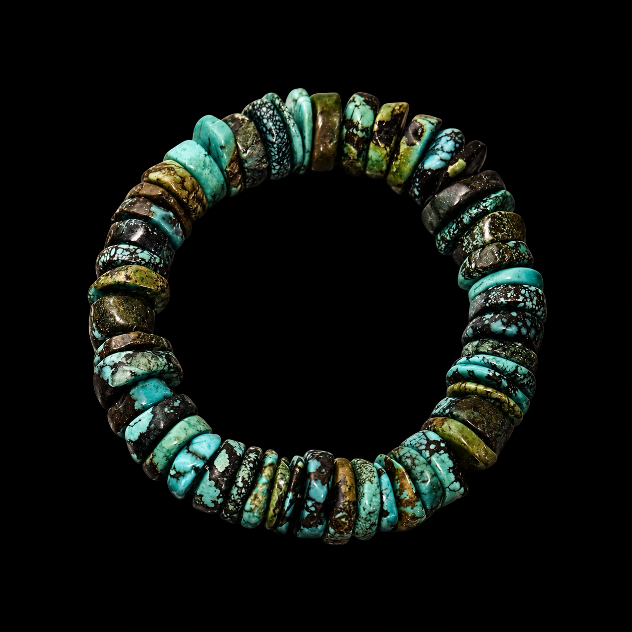 Hubei Turquoise stretch bracelets Handcrafted by non-native artisan