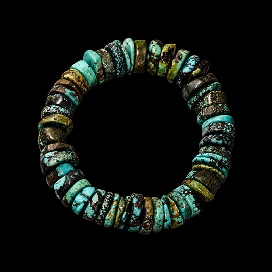 Hubei Turquoise stretch bracelets Handcrafted by non-native artisan