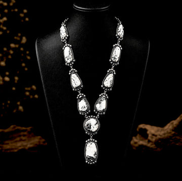 White Buffalo Dolomite lariat handcrafted by Native American artist Randall Endito