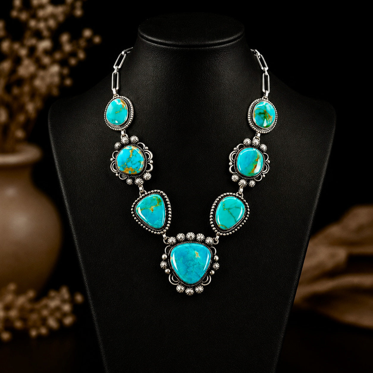 Armenian Turquoise necklace handcrafted by Native American artist Mary Ellen