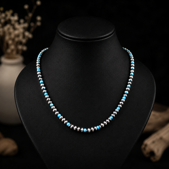 Kingman & SS navajo pearls handcrafted by Native American artist Tonisha Haley