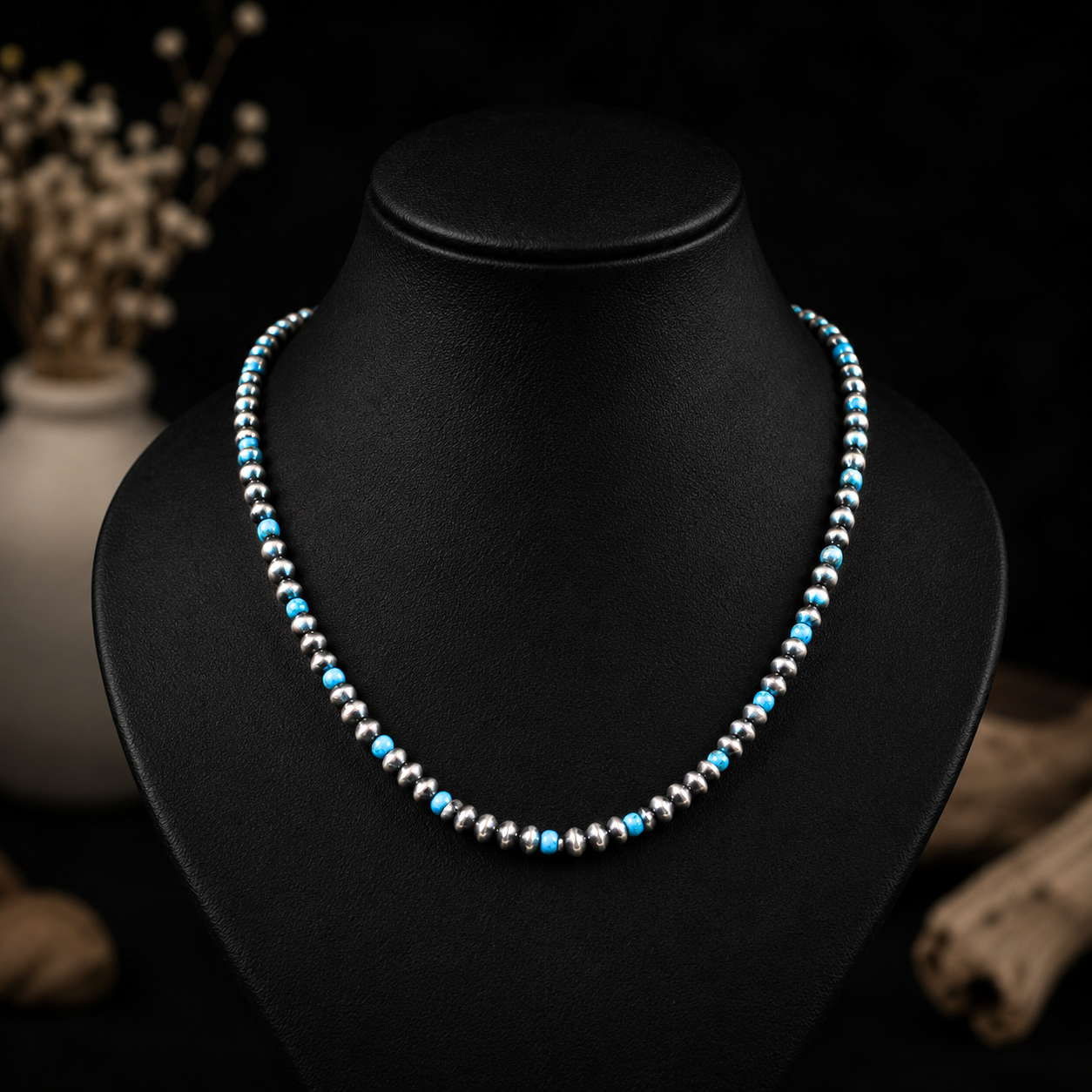 Kingman & SS navajo pearls handcrafted by Native American artist Tonisha Haley