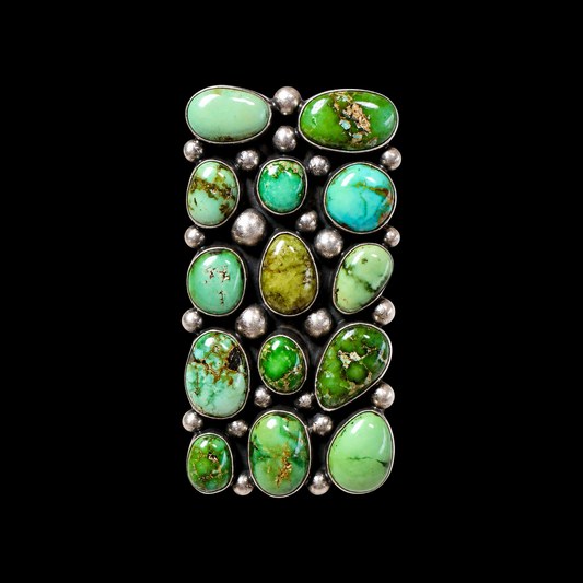 Sonoran Gold Turquoise ring handcrafted by Native American artist Tom Elgin