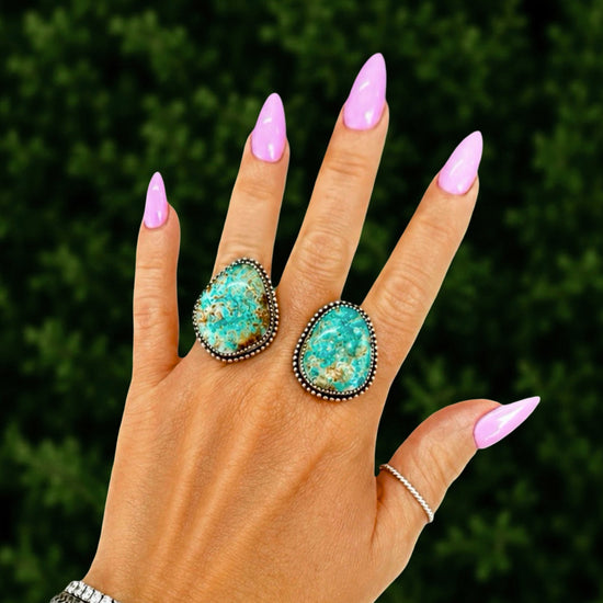 Tyrone Turquoise ring handcrafted by Native American artist Chris Etsitty