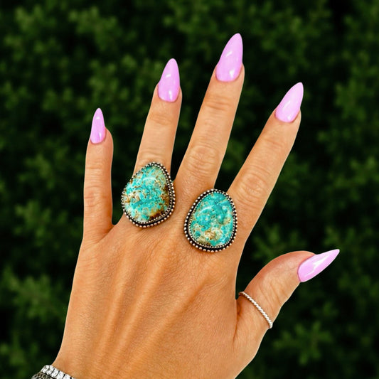 Tyrone Turquoise ring handcrafted by Native American artist Chris Etsitty