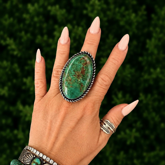 Tyrone Turquoise ring handcrafted by Native American artist Virdell Begay