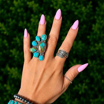 Royston Turquoise ring handcrafted by Native American artist Geraldine James