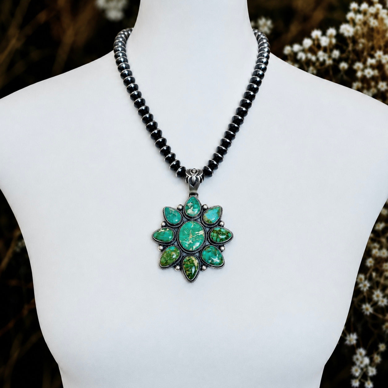 Royston & Sonoran Gold Turquoise pendant handcrafted by Native American artist Darrin Livingston