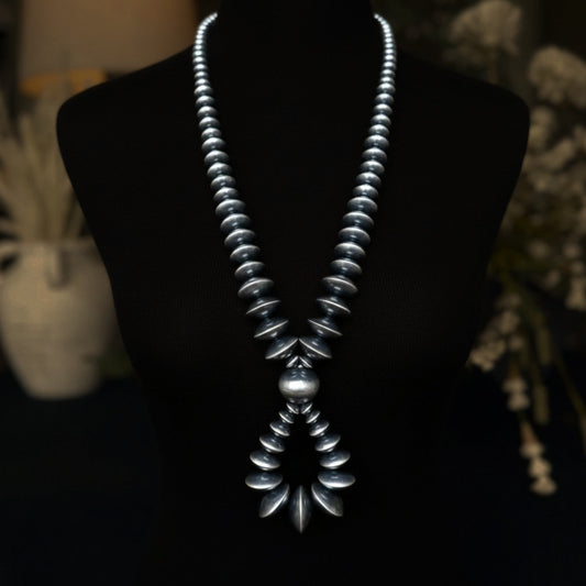 Sterling Silver jacla navajo pearl necklace handcrafted by Native American artist Tonisha Haley