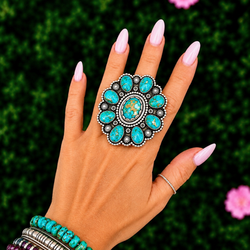 Sonoran Gold Turquoise ring handcrafted by Native American artist Braxton Parkett