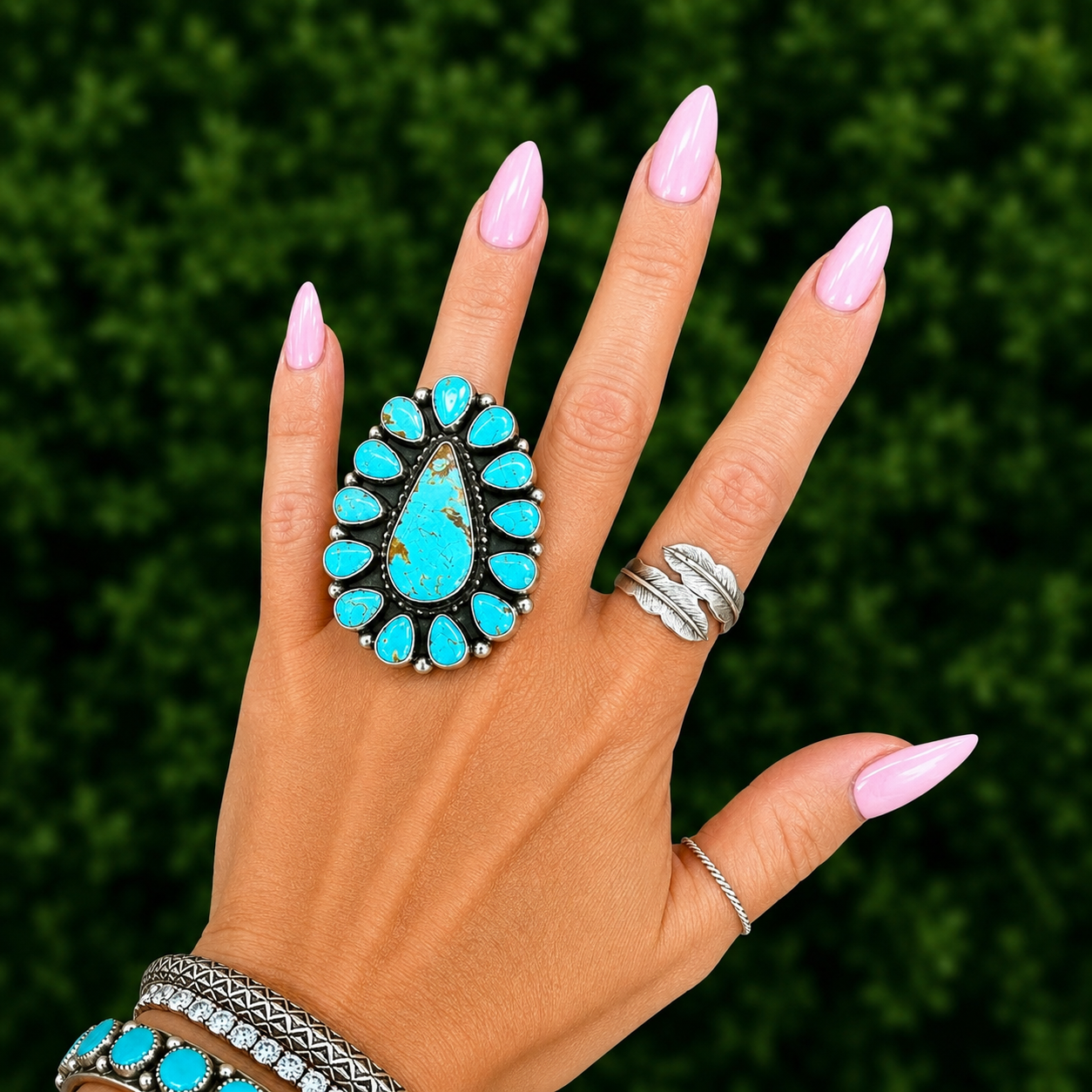 Mine #8 Turquoise ring handcrafted by Native American artist Shiela Becenti