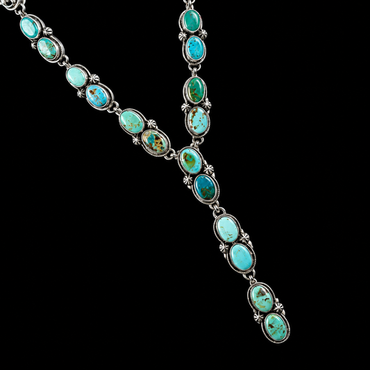 Carico Lake Turquoise lariat handcrafted by Native American artist Bob Becenti