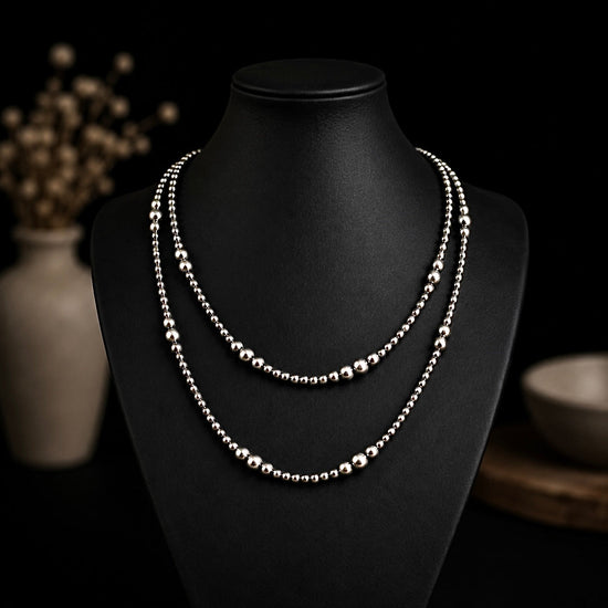 The Terra 3mm to 6mm Sterling Pearl Necklace sterling pearls Handcrafted by non-native artisan
