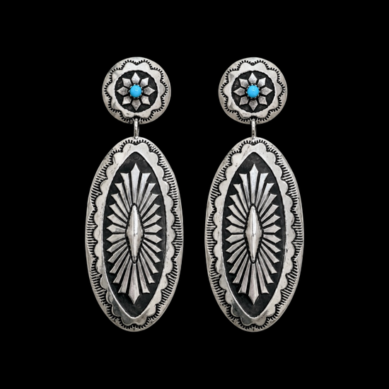 Sterling Silver earrings handcrafted by Native American artist Eric Martinez