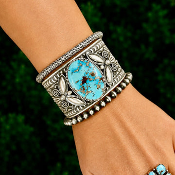 Golden Hills Turquoise bracelet handcrafted by Native American artist Andy Cadman
