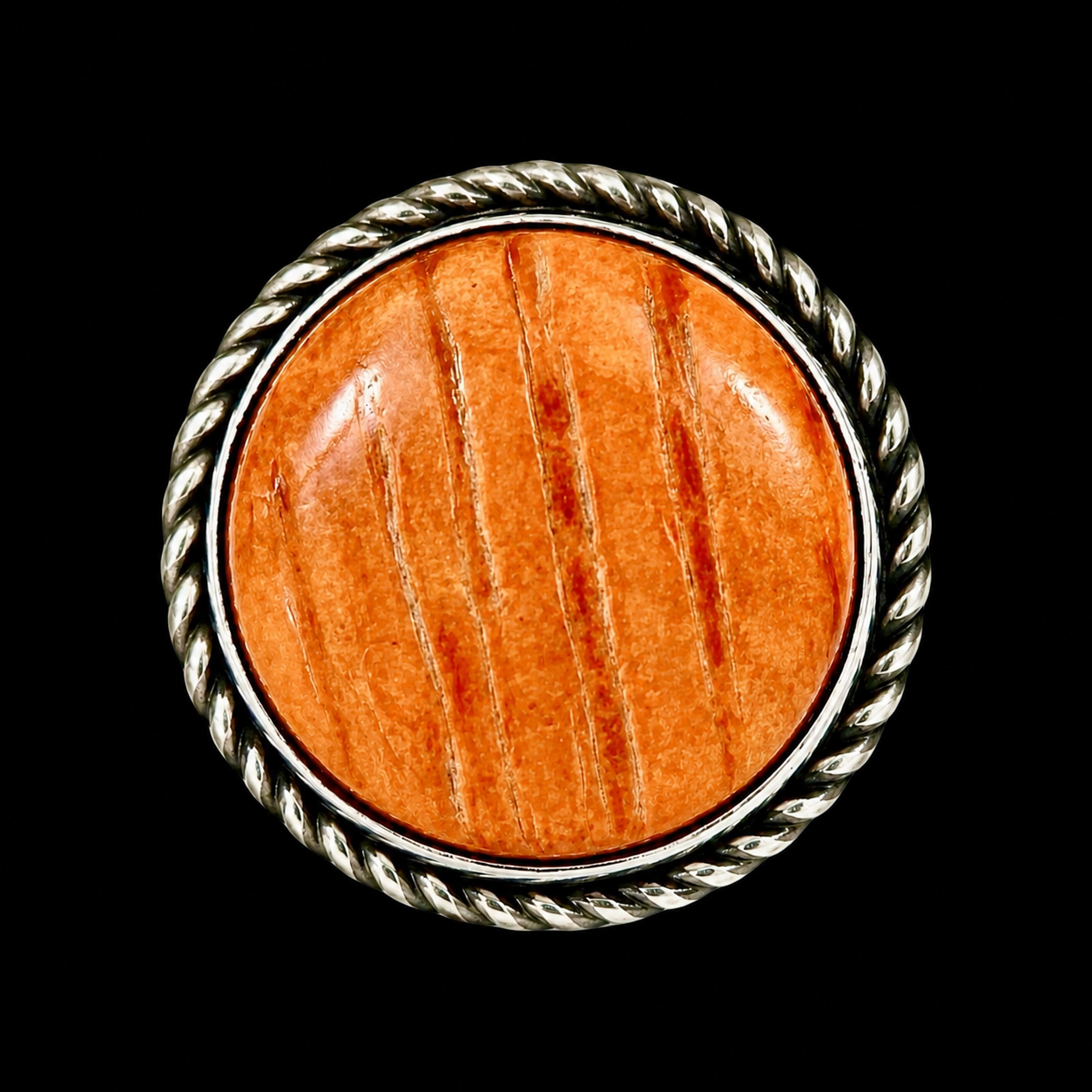 Orange Spiny Oyster ring handcrafted by Native American artist Antoinette Martinez