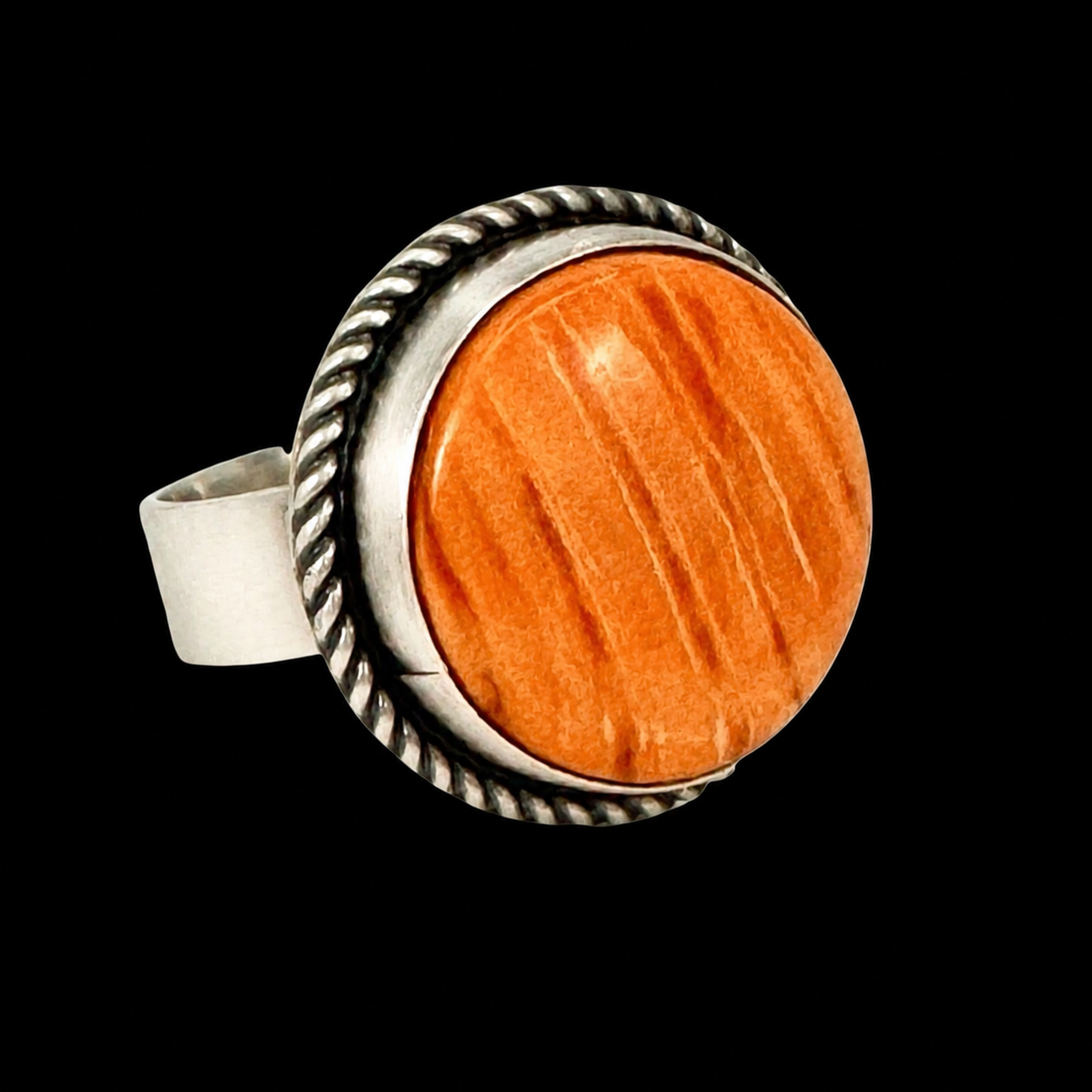 Orange Spiny Oyster ring handcrafted by Native American artist Antoinette Martinez