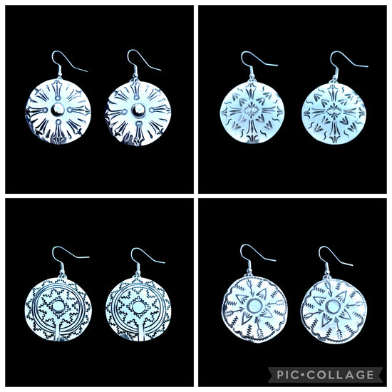Sterling Silver earrings handcrafted by Native American artist Navajo Artist
