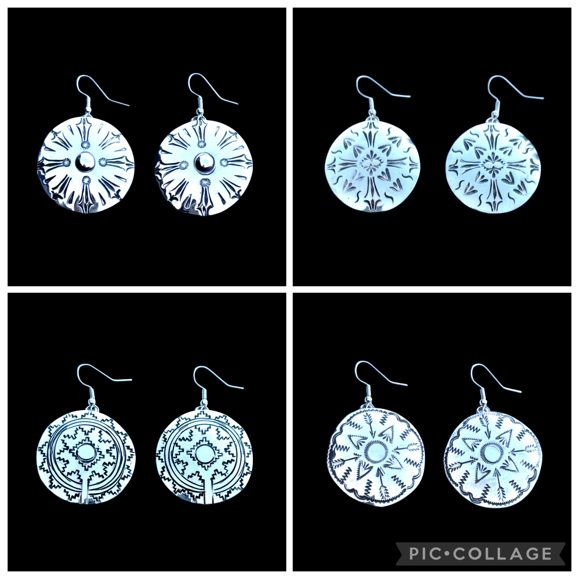 Sterling Silver earrings handcrafted by Native American artist Navajo Artist