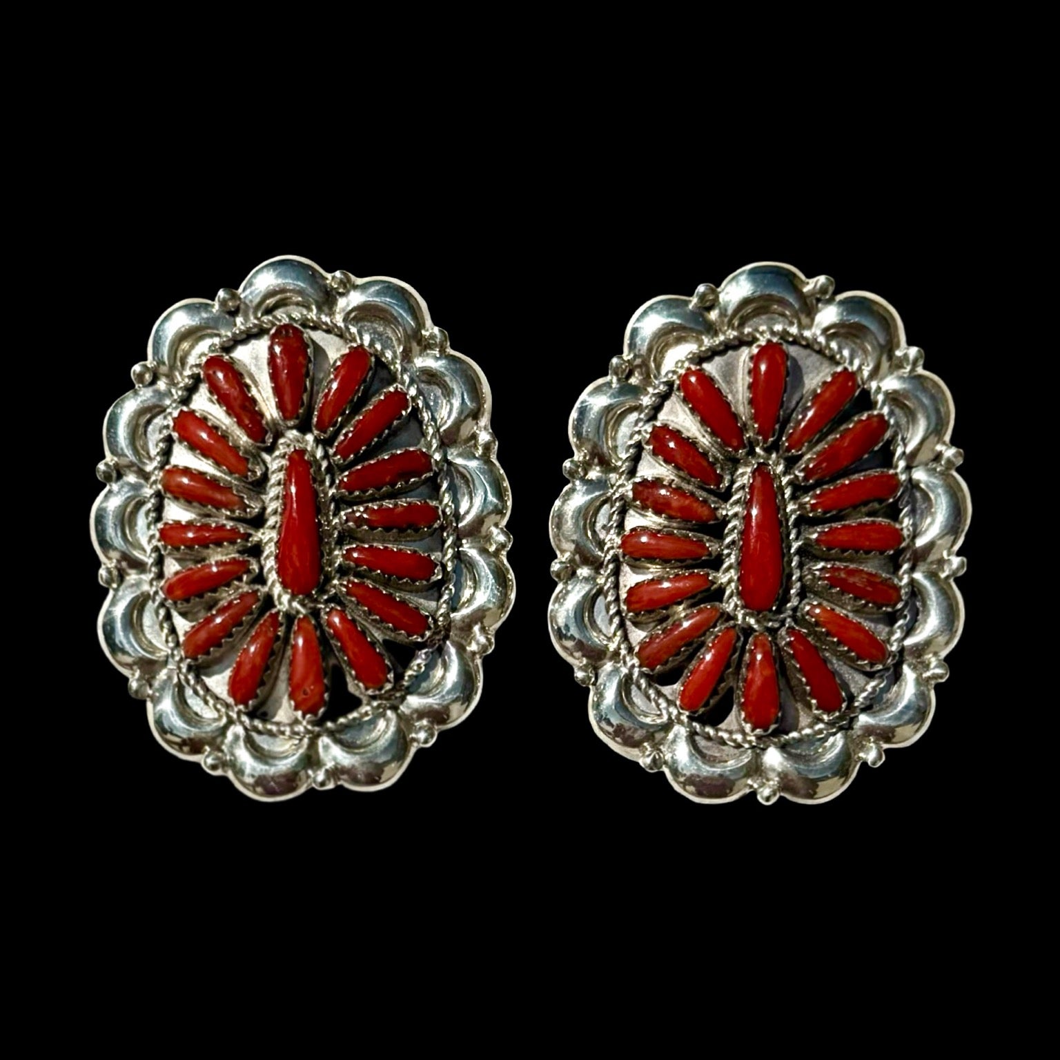 Mediterranean Coral earrings handcrafted by Native American artist Erick Wilson