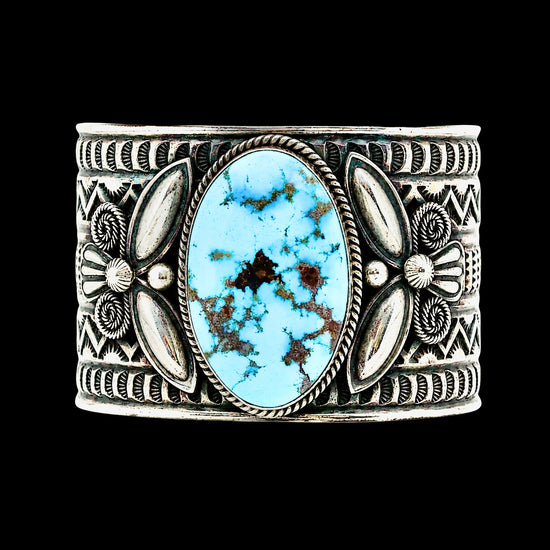 Golden Hills Turquoise bracelet handcrafted by Native American artist Andy Cadman