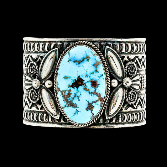 Golden Hills Turquoise bracelet handcrafted by Native American artist Andy Cadman