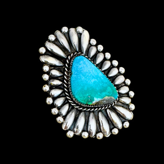 Kingman Turquoise ring handcrafted by Native American artist Marcus Chavez