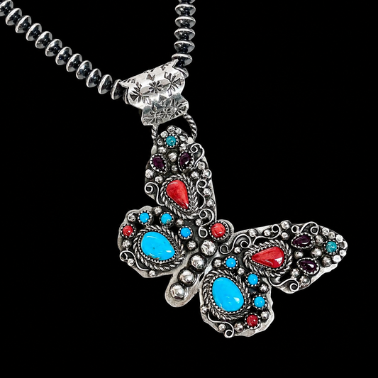 Multi-stone pendant handcrafted by Native American artist Sandra Parkett