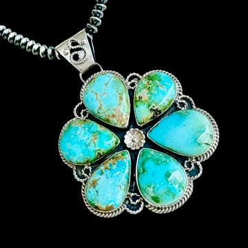 Sonoran Gold Turquoise pendant handcrafted by Native American artist LB (Sunwest)