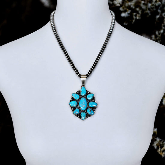 Natural Fox Turquoise pendant handcrafted by Native American artist Kathleen Livingston