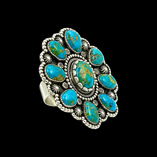 Sonoran Gold Turquoise ring handcrafted by Native American artist Braxton Parkett