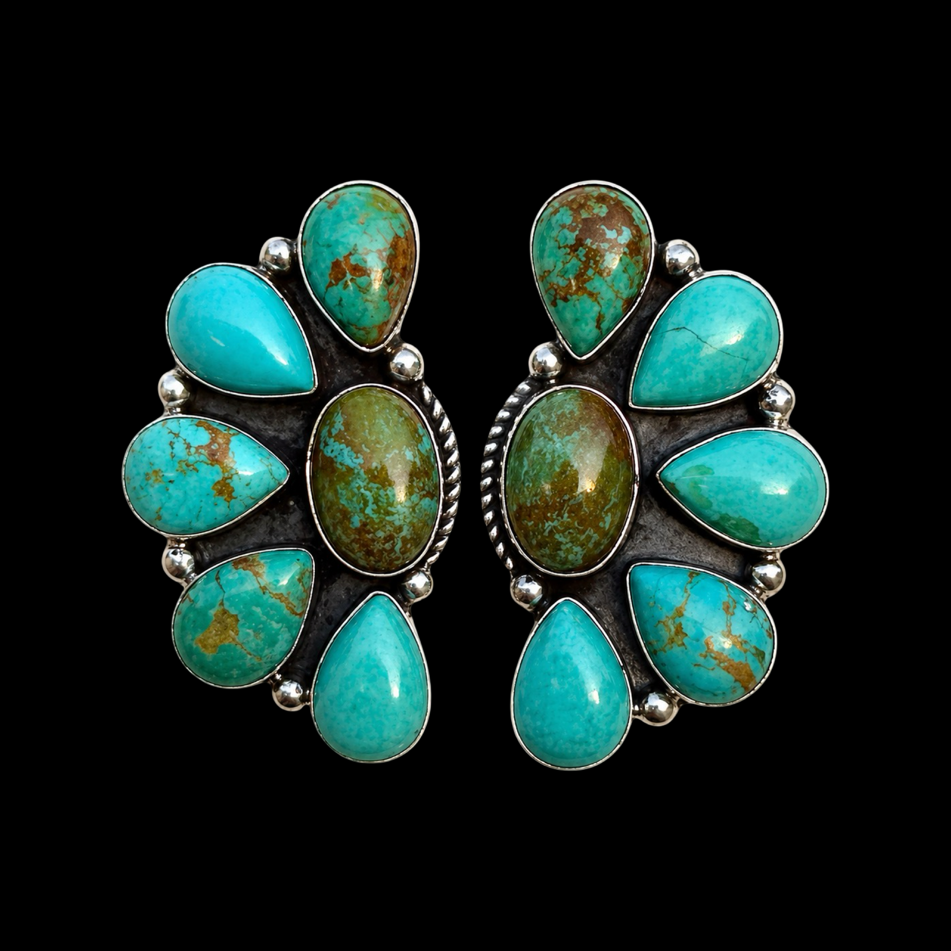 Tyrone Turquoise earrings handcrafted by Native American artist Della Wylie