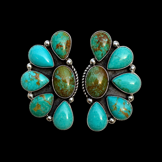 Tyrone Turquoise earrings handcrafted by Native American artist Della Wylie