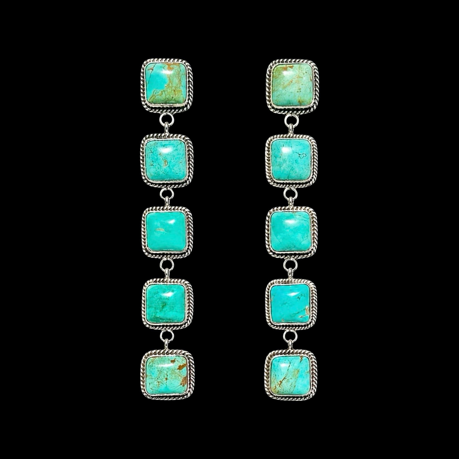 Chilean Turquoise earrings handcrafted by Native American artist Randy Billy