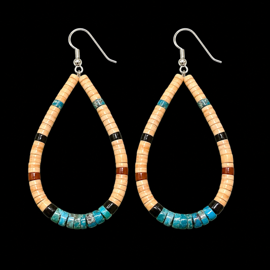 Heishi Beads, Native American Made earrings handcrafted by Native American artist Navajo