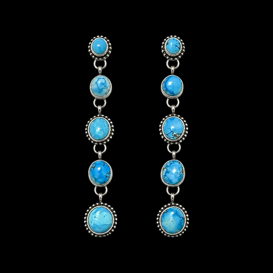 Golden Hills Turquoise earrings handcrafted by Native American artist Navajo D