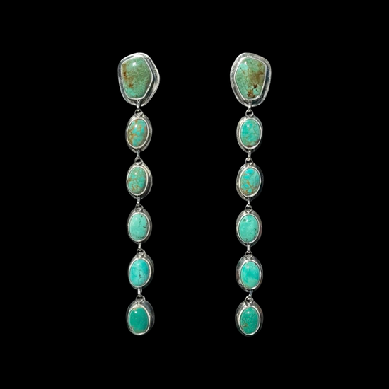 Tyrone Turquoise earrings handcrafted by Native American artist Paul Livingston