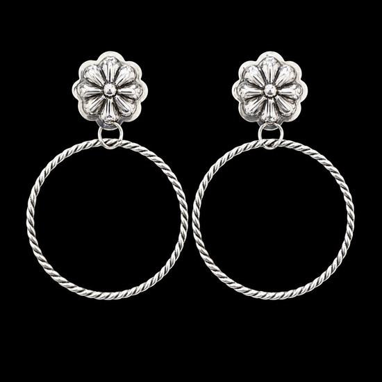 Sterling Silver earrings handcrafted by Native American artist Lavina Benally