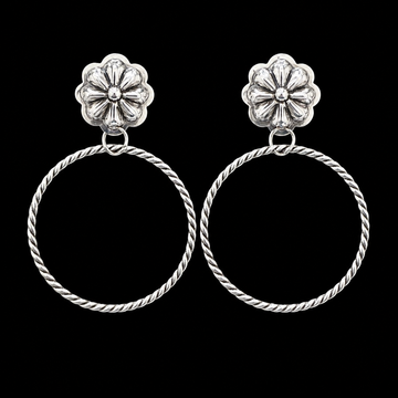 Sterling Silver earrings handcrafted by Native American artist Lavina Benally