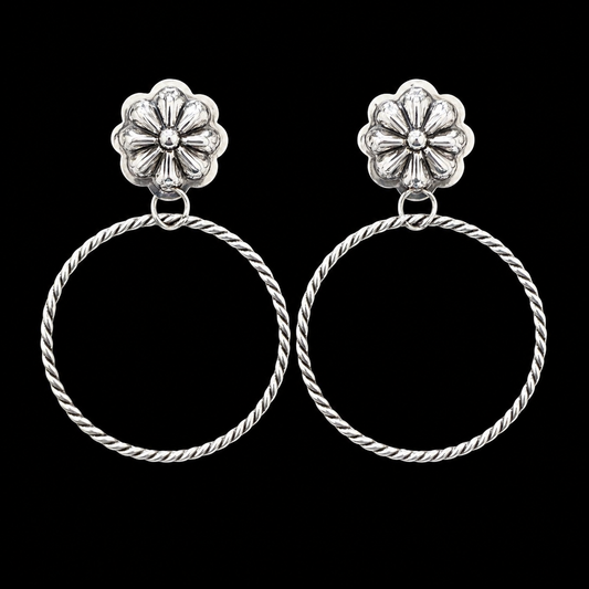 Sterling Silver earrings handcrafted by Native American artist Lavina Benally
