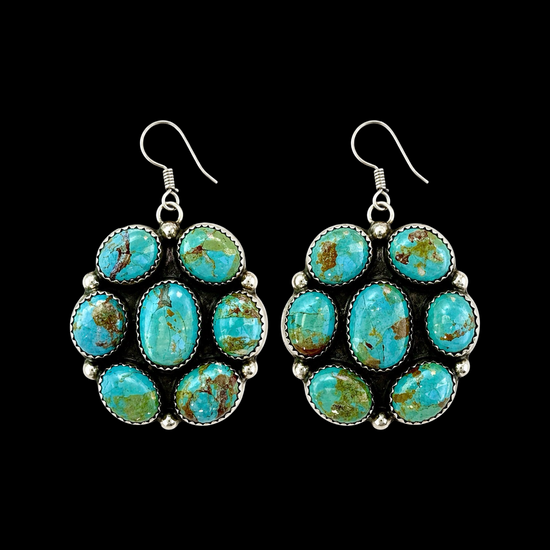 Kingman Turquoise earrings handcrafted by Native American artist Joan Begay